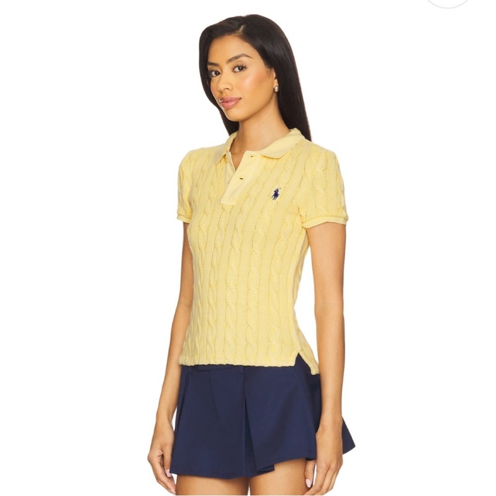 Price firm NWT Polo Ralph Lauren Fall Yellow Cable Knit short sleeve Sweater - Picture 3 of 6